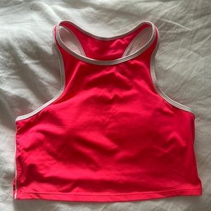Fabletics crop top with built in sports bra hot pink